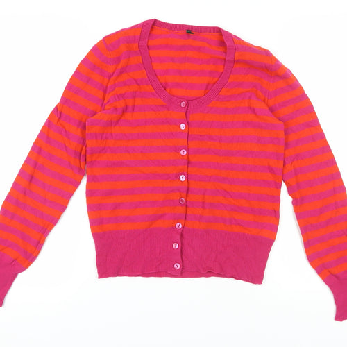 Benetton Women's Multicoloured Striped Cardigan, M