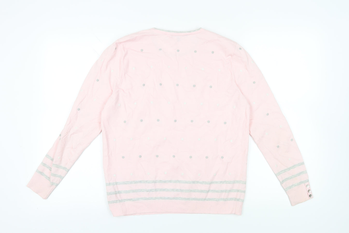 Laura Ashley Women's Pink Polka Dot Pullover Jumper UK 14