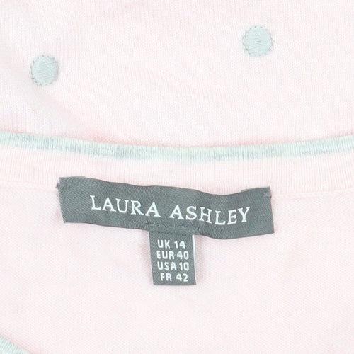 Laura Ashley Women's Pink Polka Dot Pullover Jumper UK 14