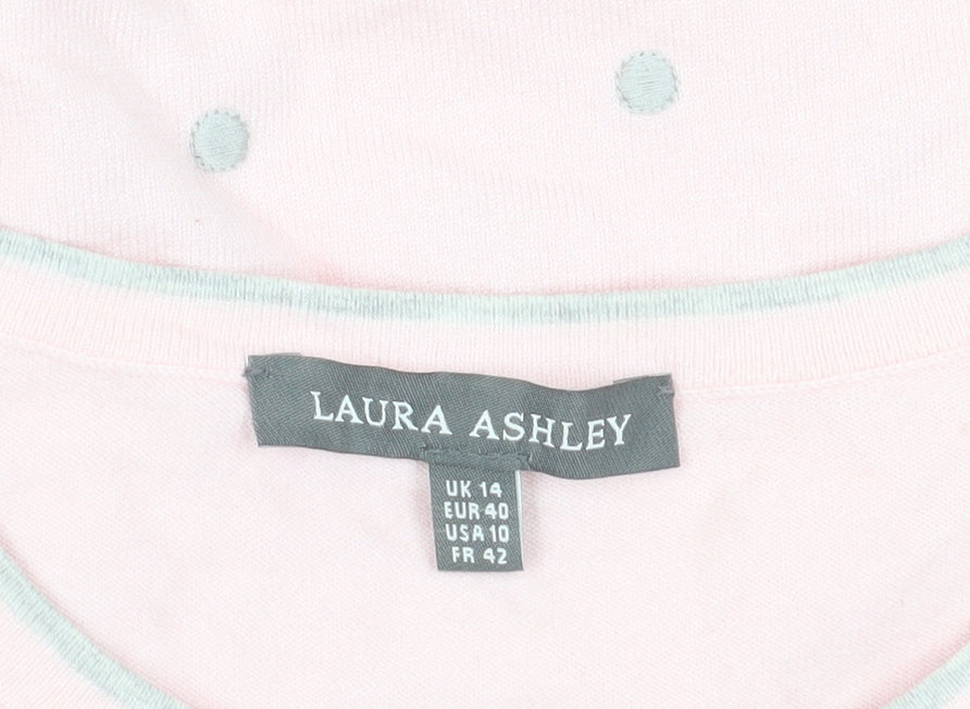 Laura Ashley Women's Pink Polka Dot Pullover Jumper UK 14