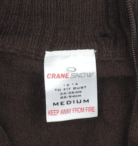 Crane Snow Women's Brown Full Zip Wool Jumper - M