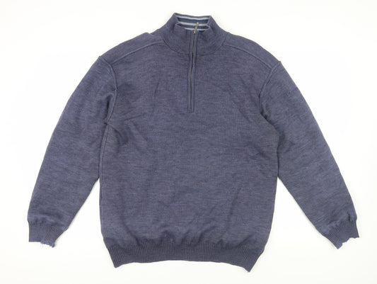 Oakmont Men's Blue Pullover Jumper - Size L, 1/2 Zip