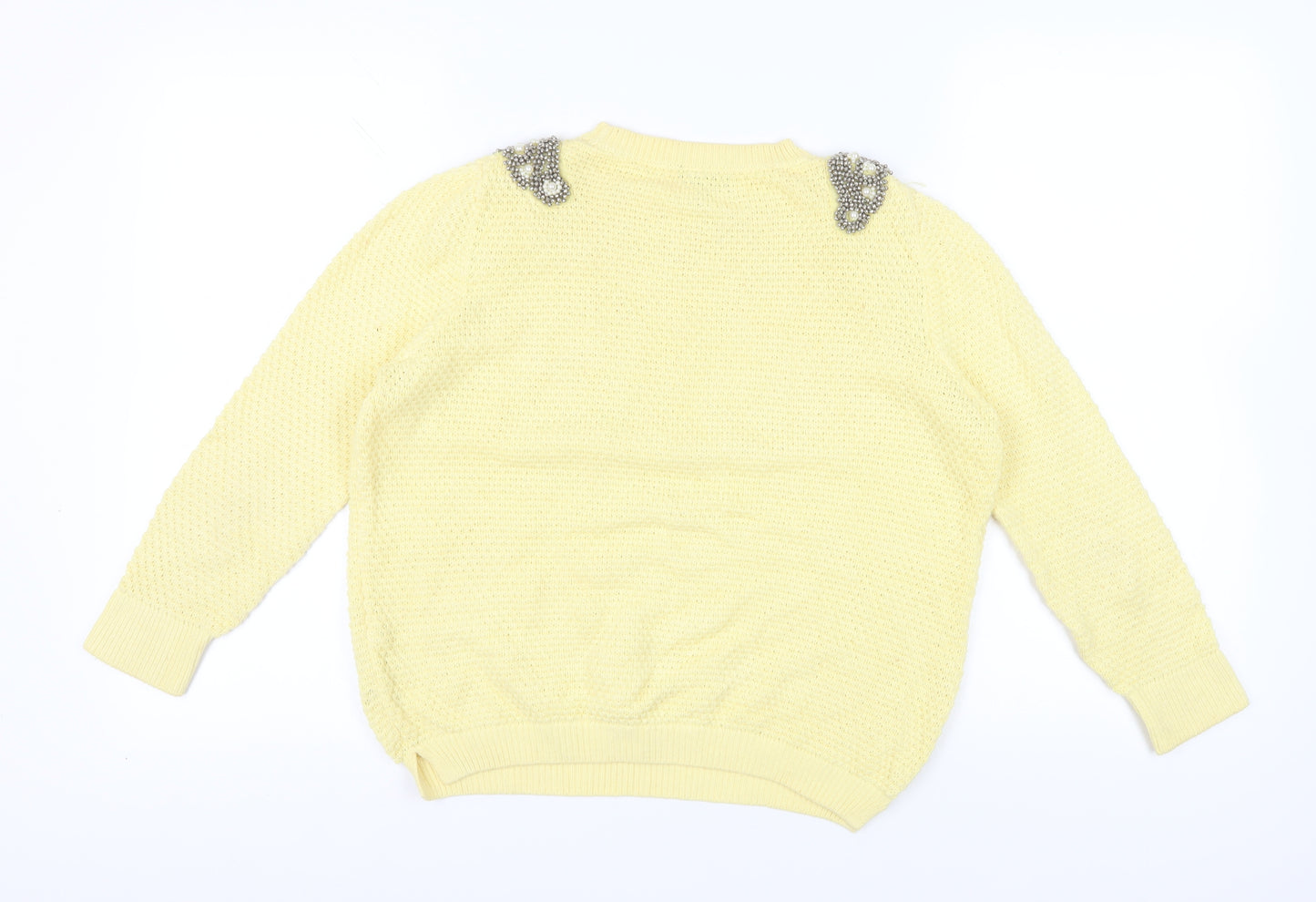 Topshop Women’s Yellow Jumper, Size 10, Beaded Accents