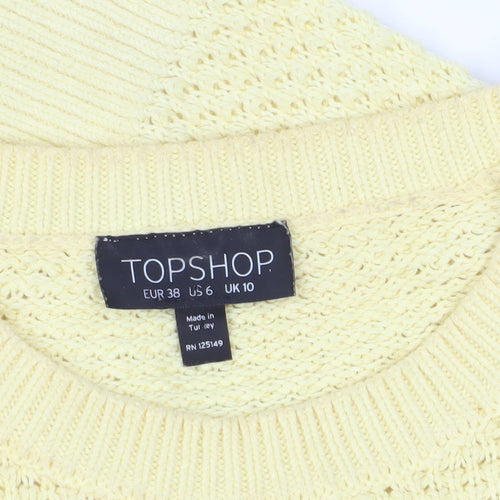 Topshop Women’s Yellow Jumper, Size 10, Beaded Accents