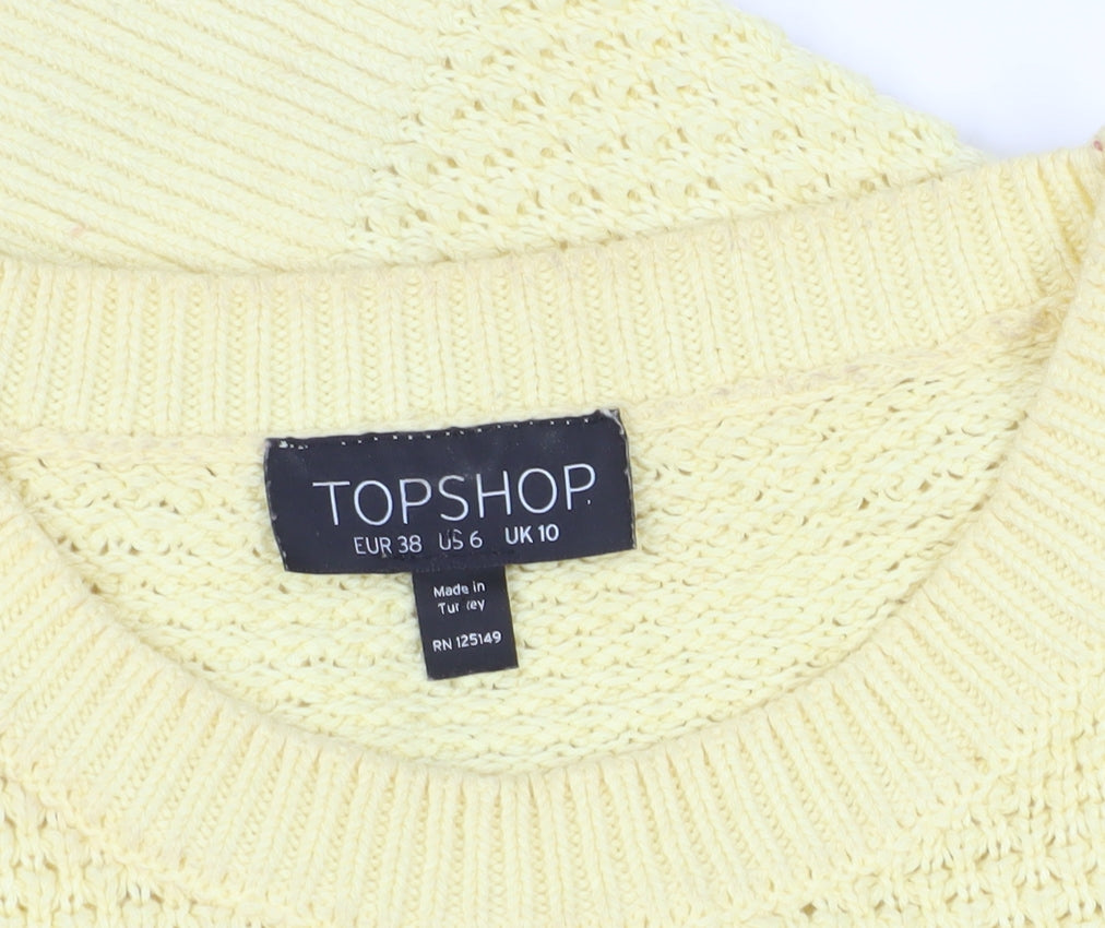 Topshop Women’s Yellow Jumper, Size 10, Beaded Accents