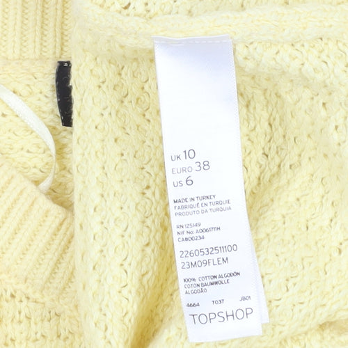 Topshop Women’s Yellow Jumper, Size 10, Beaded Accents