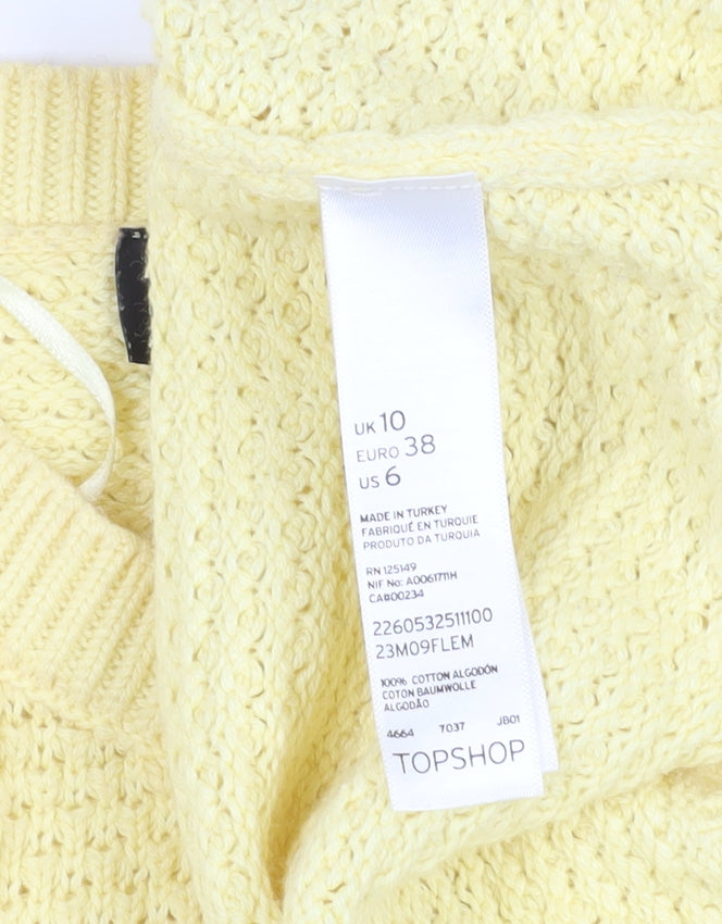 Topshop Women’s Yellow Jumper, Size 10, Beaded Accents