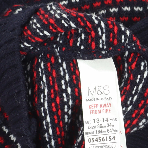 Marks and Spencer Girls Multicoloured Pullover Jumper 14 Years