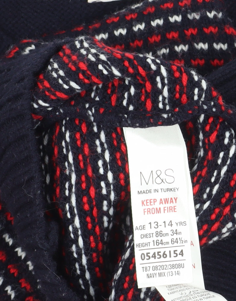 Marks and Spencer Girls Multicoloured Pullover Jumper 14 Years