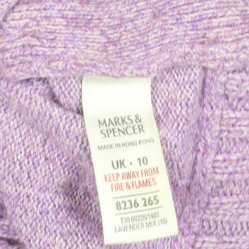 Marks and Spencer Women's Purple Roll Neck Jumper, Size 10