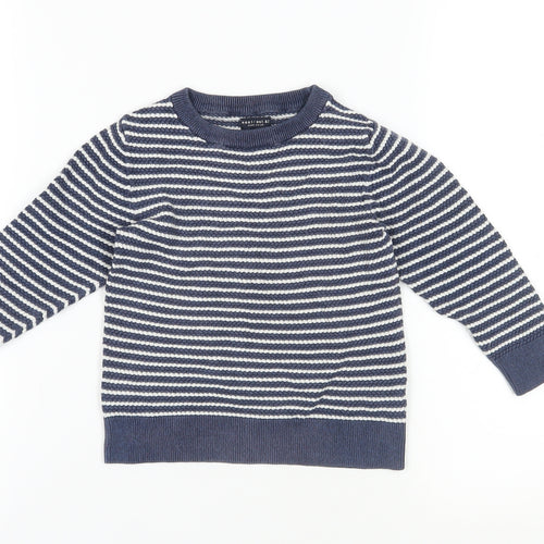 Next Boys Blue Striped Cotton Pullover Jumper 4 Years