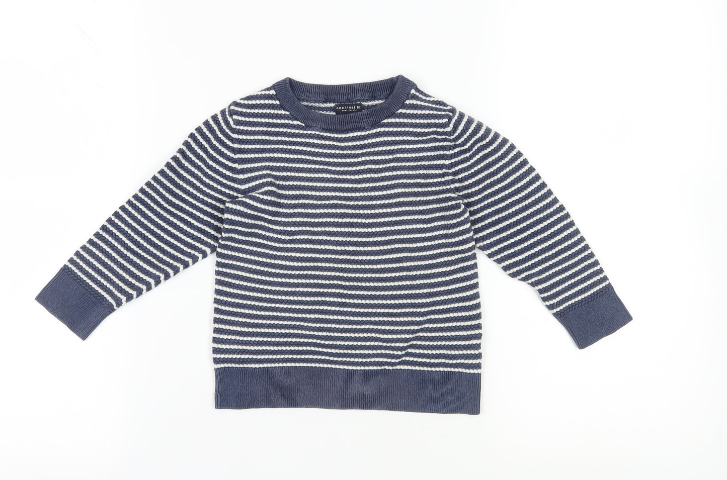 Next Boys Blue Striped Cotton Pullover Jumper 4 Years