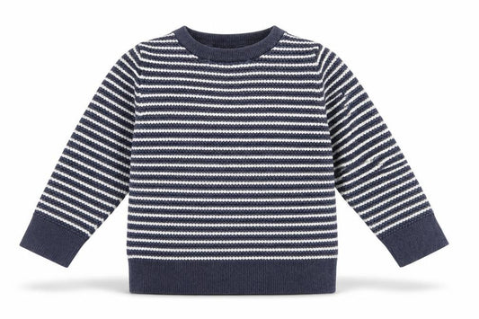 Front view of Next boys’ blue striped cotton jumper 4 years