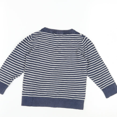 Next Boys Blue Striped Cotton Pullover Jumper 4 Years