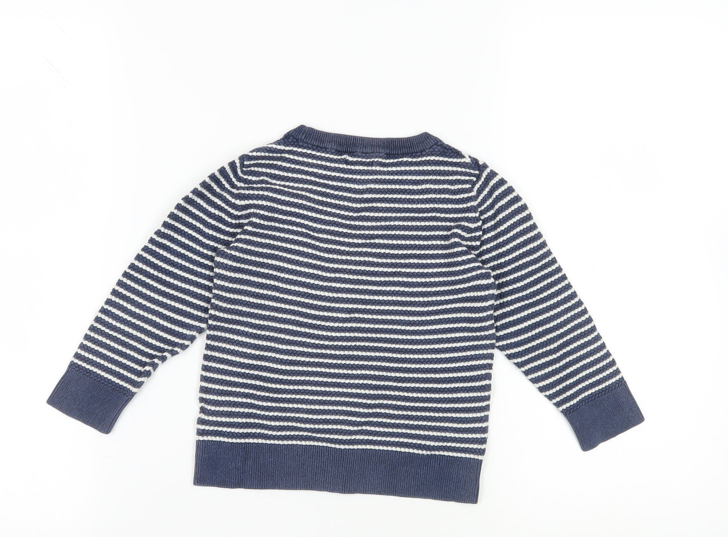 Next Boys Blue Striped Cotton Pullover Jumper 4 Years