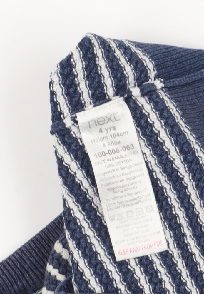 Next Boys Blue Striped Cotton Pullover Jumper 4 Years