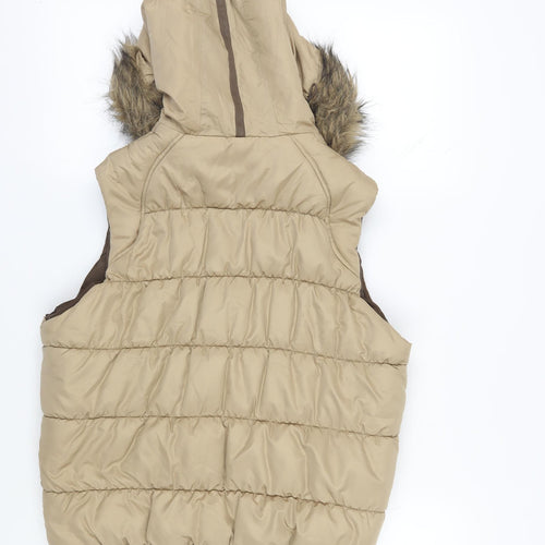 New Look Women's Beige Puffer Jacket, Size 14, Hooded Waistcoat