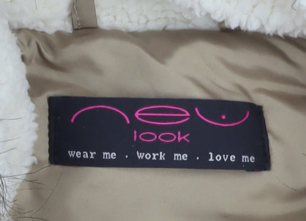 New Look Women's Beige Puffer Jacket, Size 14, Hooded Waistcoat