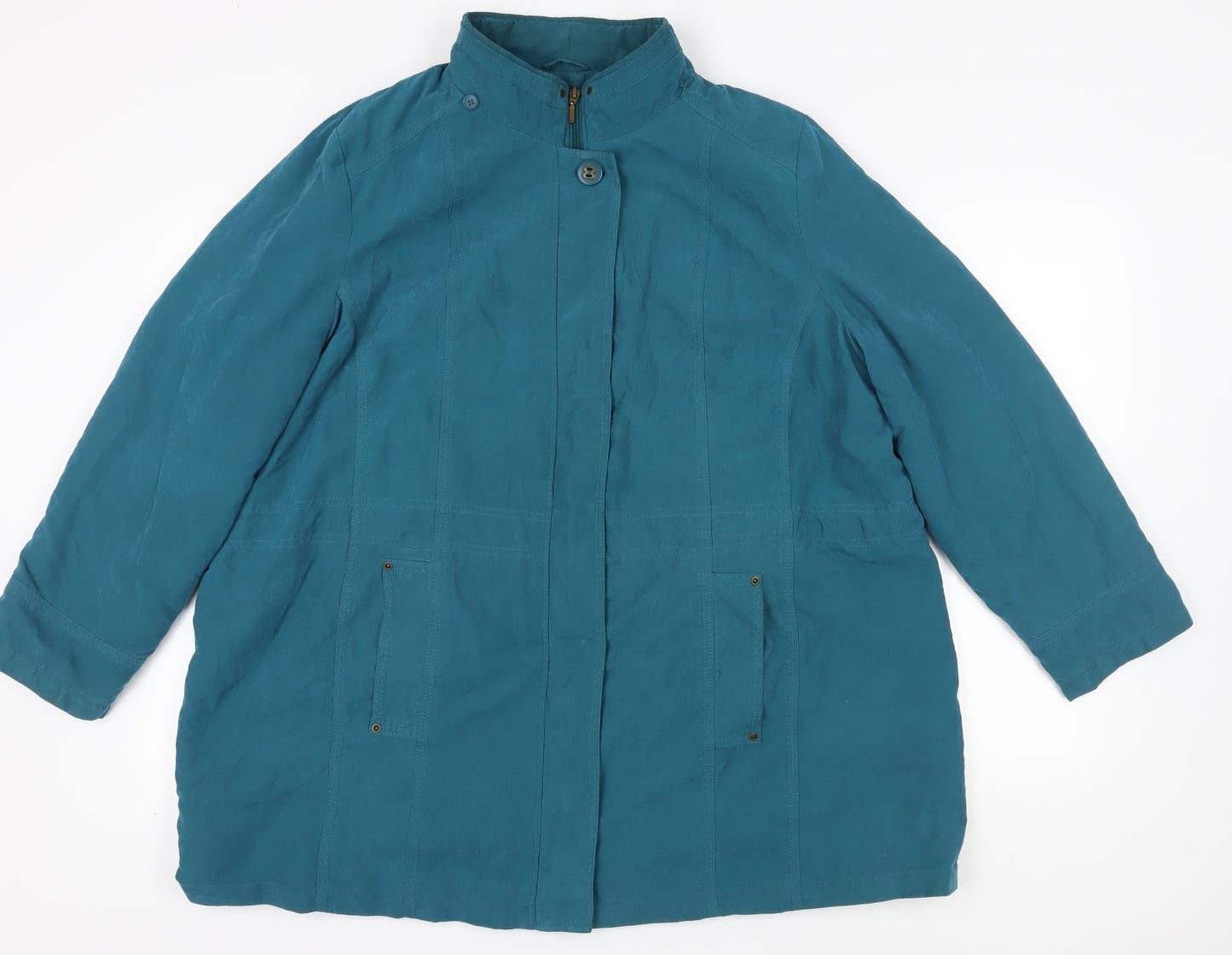 BM Women's Blue XL Basic Jacket Coat with Pockets