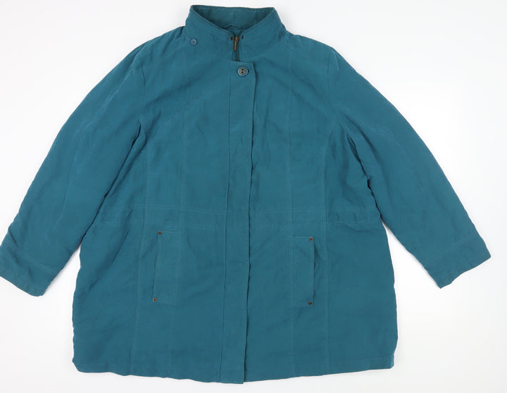 BM Women's Blue XL Basic Jacket Coat with Pockets