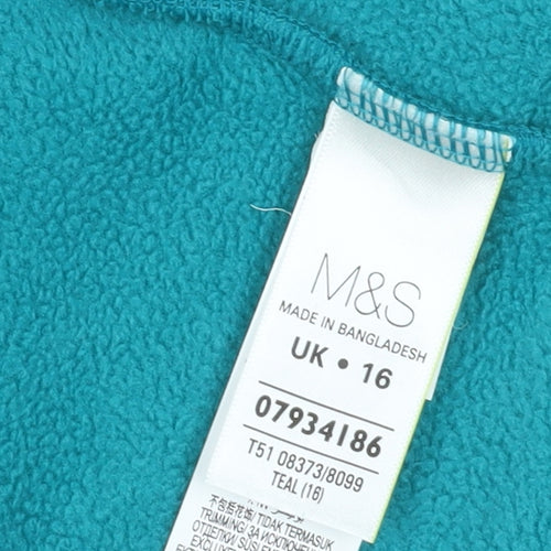Marks and Spencer Women's Teal Fleece Jacket, Size 16
