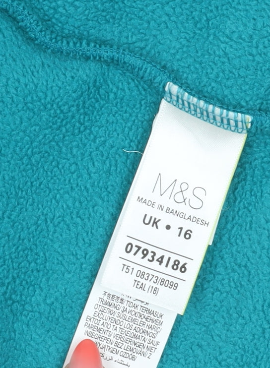 Marks and Spencer Women's Teal Fleece Jacket, Size 16