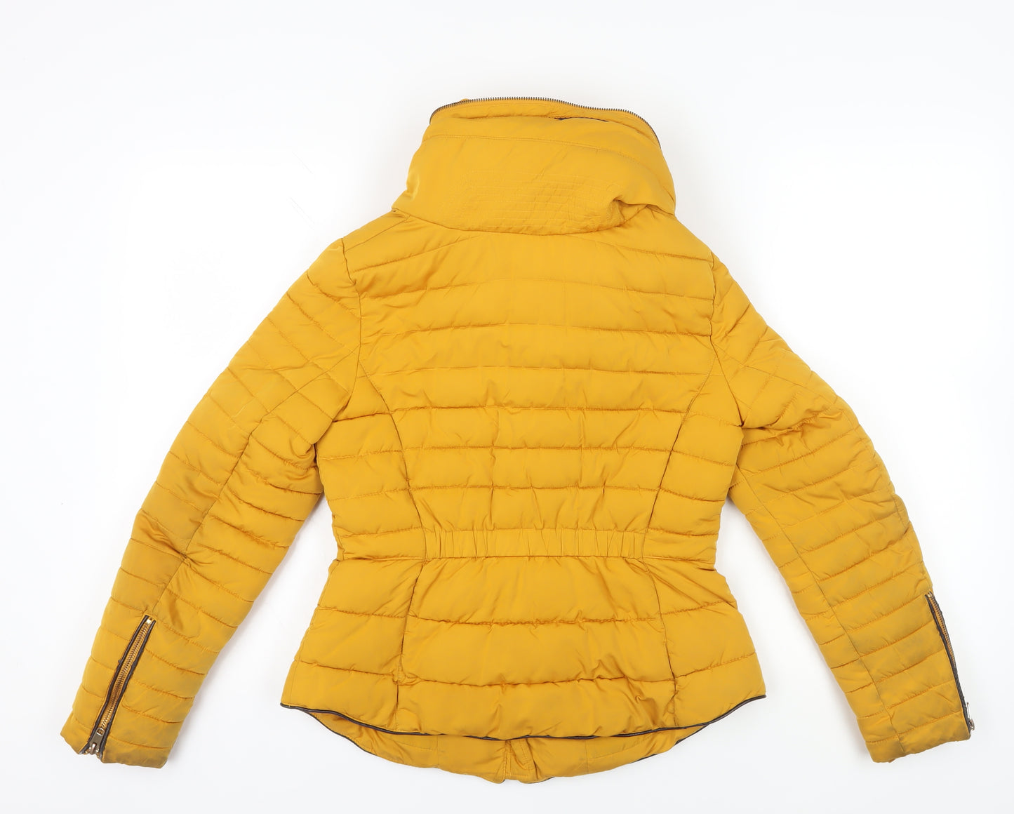 Zara Women's Yellow Puffer Jacket with Hood