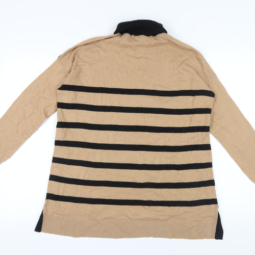 Wallis Women's Beige Roll Neck Striped Jumper S