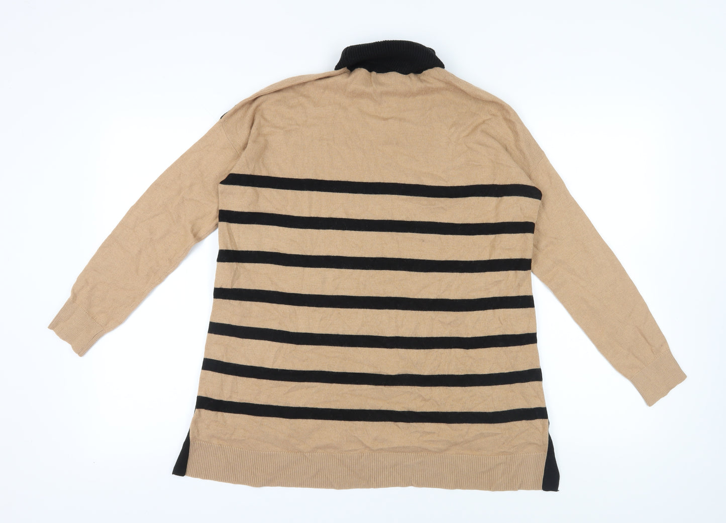 Wallis Women's Beige Roll Neck Striped Jumper S