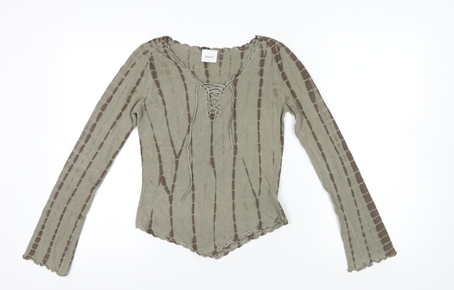 Next Women's Brown Lace V-Neck Long Sleeve Top