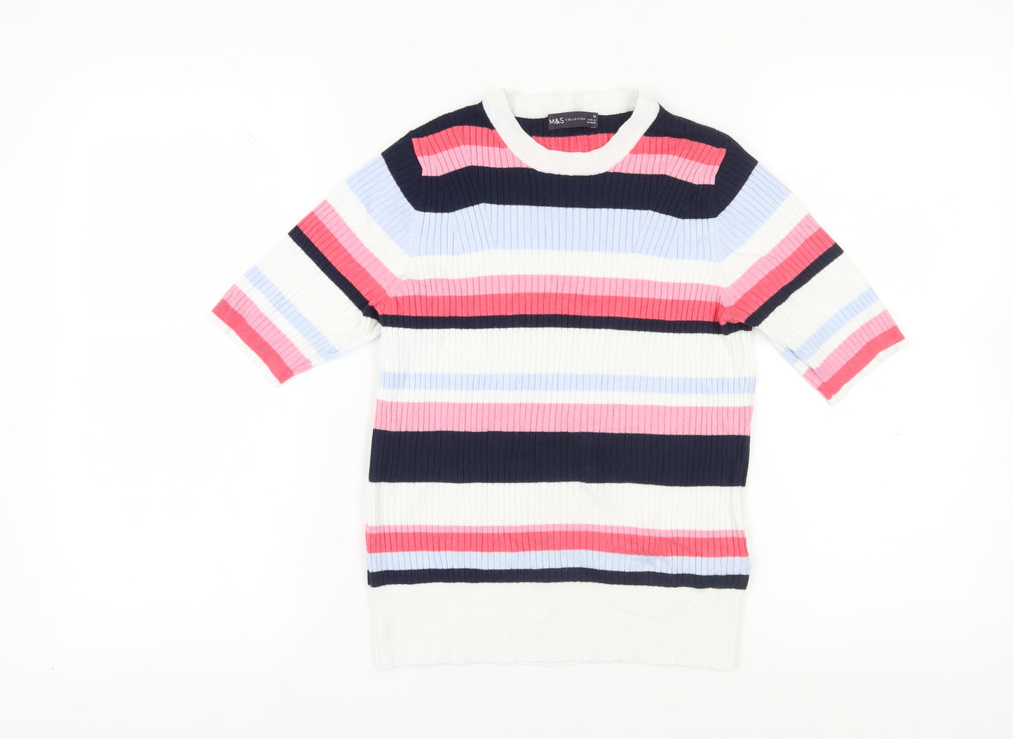 Marks and Spencer Women's Multicoloured Striped Pullover Jumper