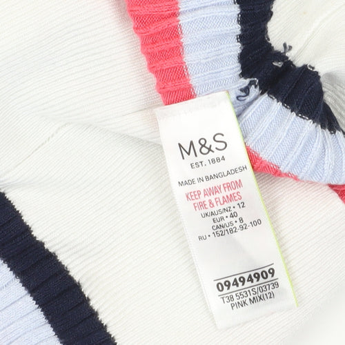 Marks and Spencer Women's Multicoloured Striped Pullover Jumper