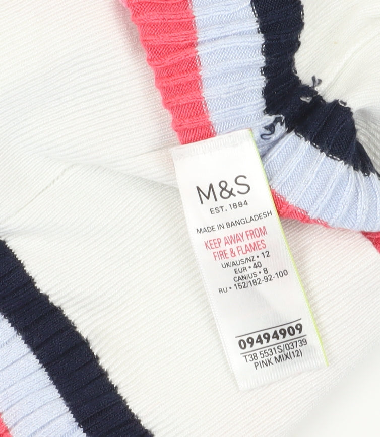 Marks and Spencer Women's Multicoloured Striped Pullover Jumper