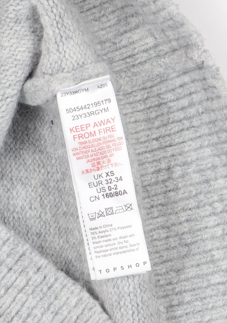 Topshop Women's Grey Cable-Knit Jumper - XS