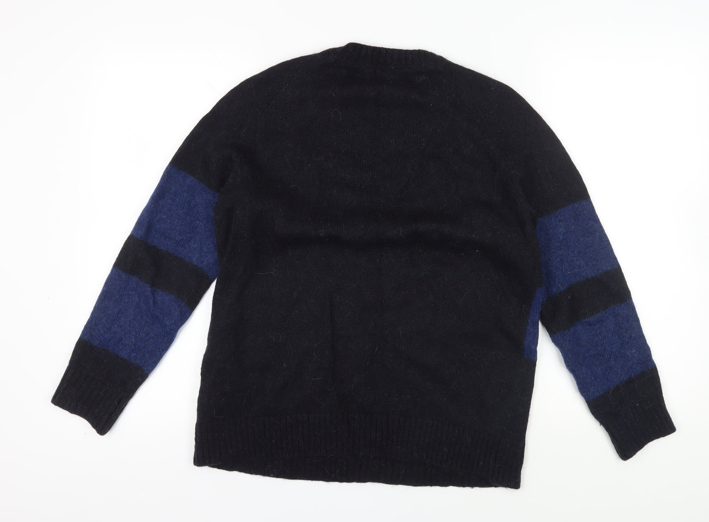 H&M Women's L Black & Blue Striped Pullover Jumper