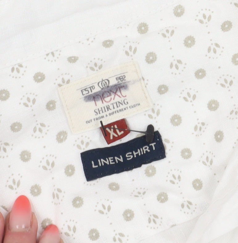 Next Men's White XL Linen Button-Up Casual Shirt