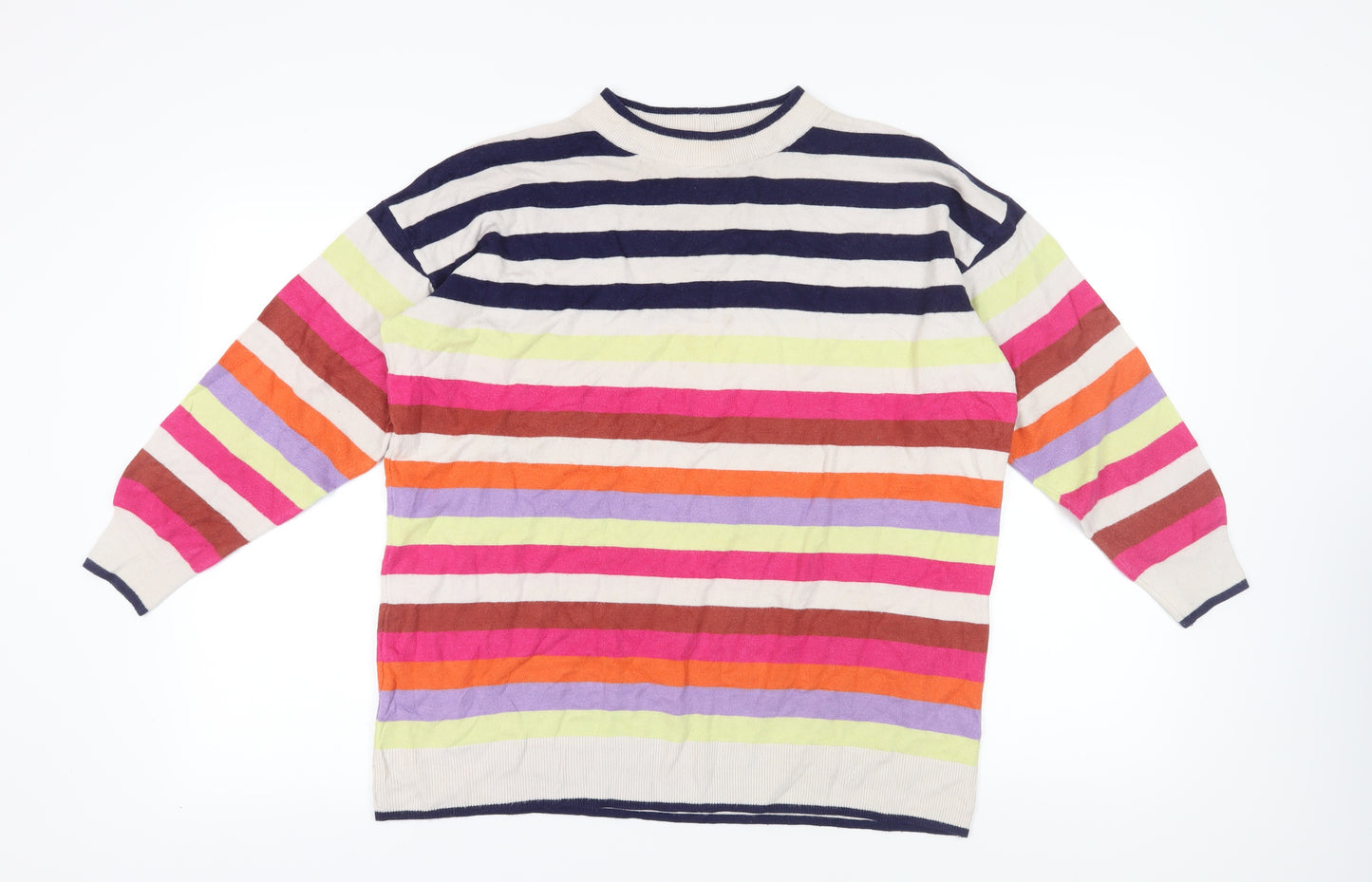 Next Women's Multicoloured Striped Pullover Jumper, Size L