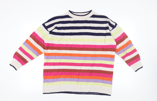 Next Women's Multicoloured Striped Pullover Jumper, Size L