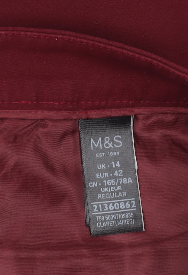 Marks and Spencer Women's Red Cropped Trousers Size 14