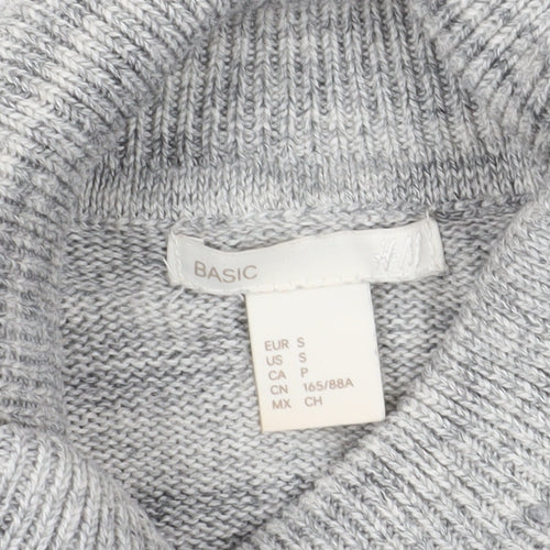 H&M Women's Grey Roll Neck Cable Knit Jumper Size S