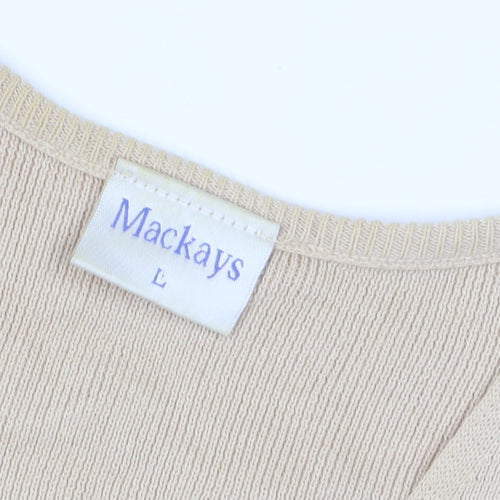 Mackays Women's Beige Black Striped Cardigan L