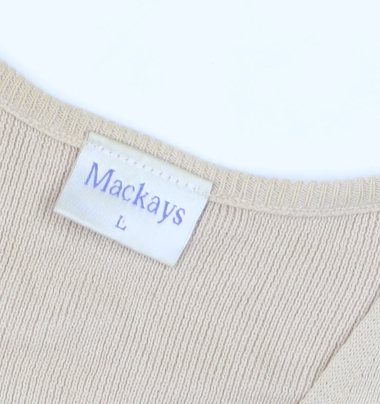 Mackays Women's Beige Black Striped Cardigan L