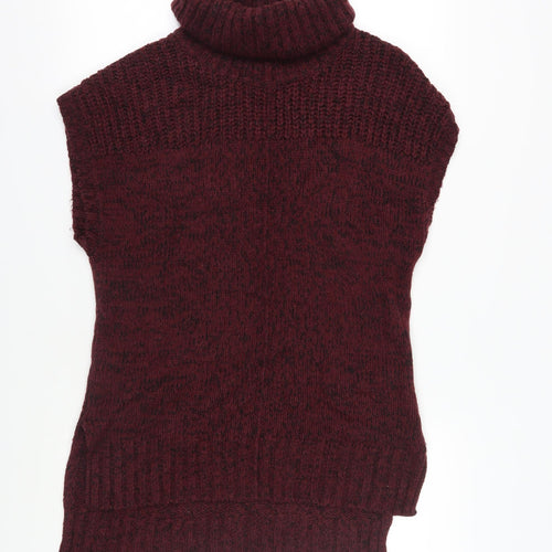 Apricot Women's Red Roll Neck Sleeveless Jumper