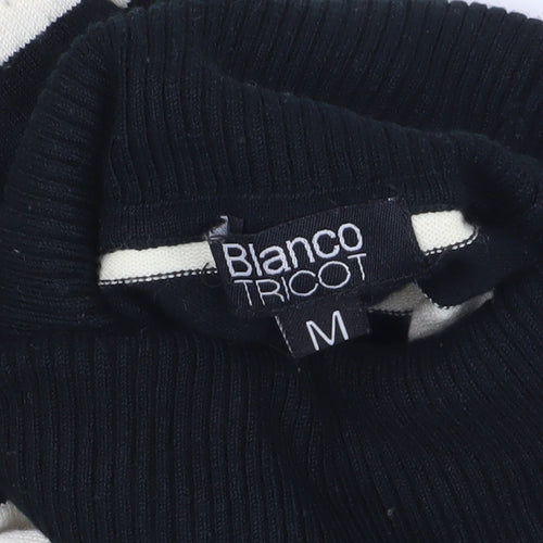 Blanco Tricot Women's Black Striped Jumper - Medium