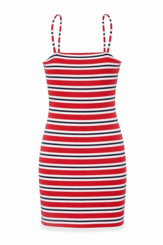 Front view of H&M Women's Multicoloured Striped Tank Dress, size 6