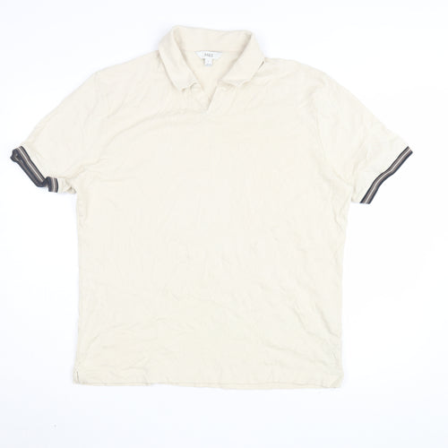 Marks and Spencer Men's Beige Cotton Polo T-Shirt L