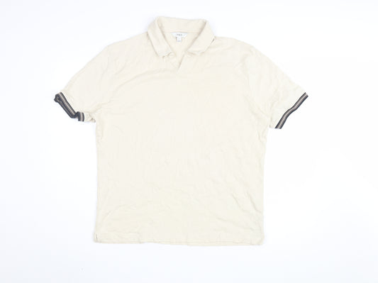 Marks and Spencer Men's Beige Cotton Polo T-Shirt L