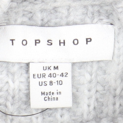 Topshop Women's Grey Mock Neck Pullover Jumper M