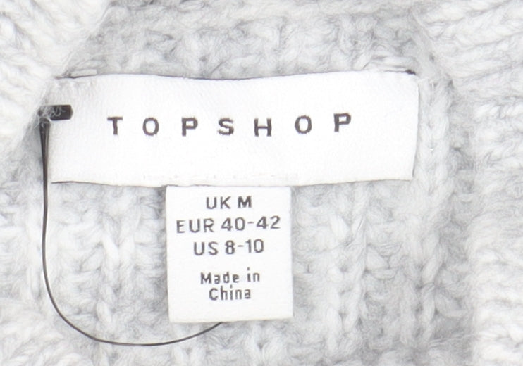 Topshop Women's Grey Mock Neck Pullover Jumper M