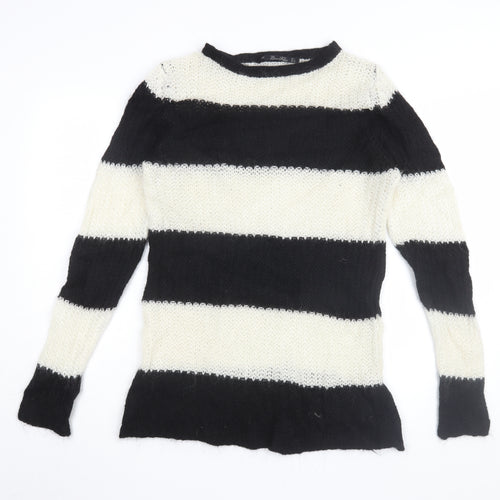 Zara Women’s Black White Striped Knit Jumper L